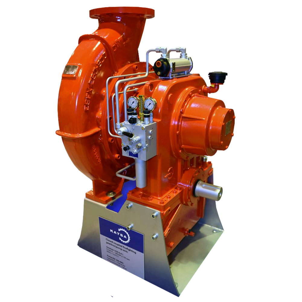 Special gearbox with hydraulic coupling and FiFi pump from Katsa